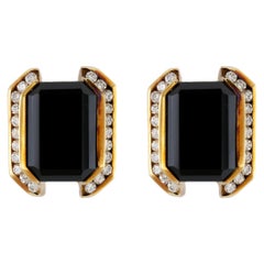 Onyx Clip-On Earrings with Diamonds