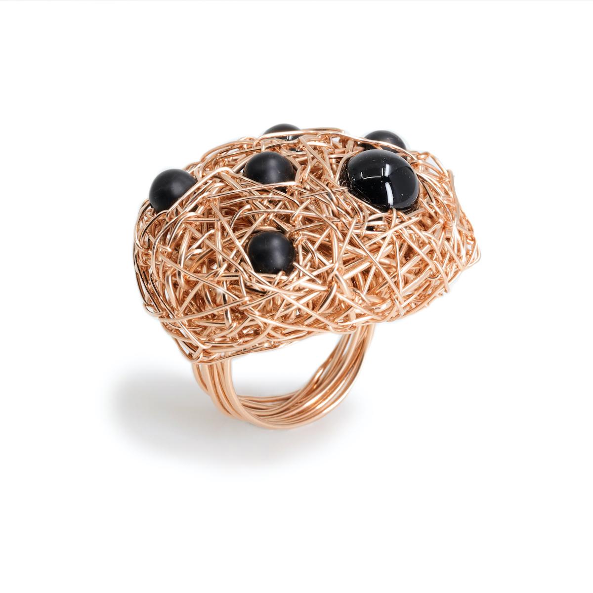 Onyx Cocktail Ring a One-of-a-kind in 14 Karat Rose Gold Filled by the Artist For Sale 1