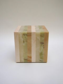 Onyx Cube, Sculptural Side Table in Natural Onyx