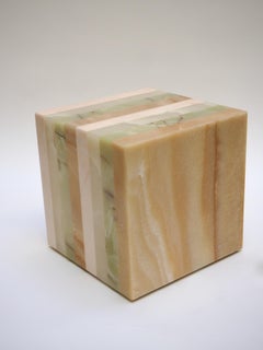 Onyx Cube, Sculptural Side Table in Natural Onyx