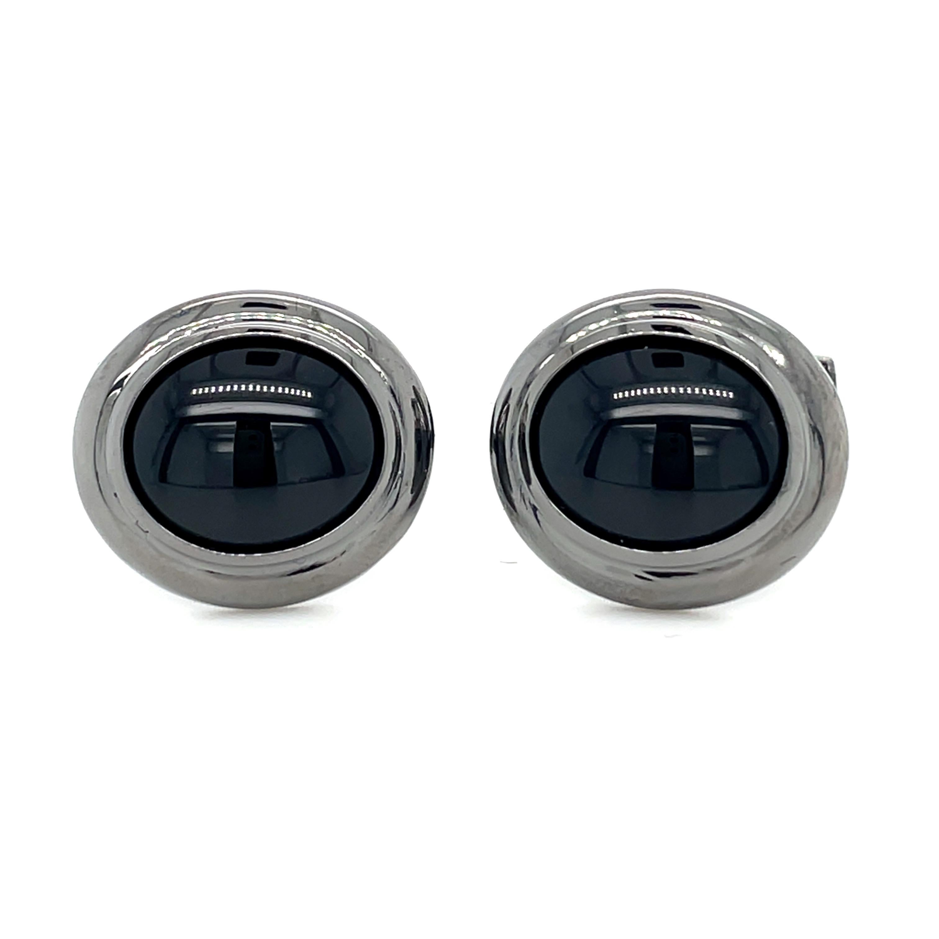 Onyx Cufflinks Black Rhodium For Sale