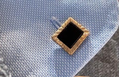 Onyx Cufflinks set on Hand Chiseled Rose Gold