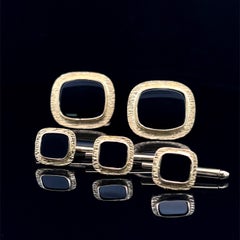 Onyx Cufflinks & Shirt Stud Set Circa 1970s
