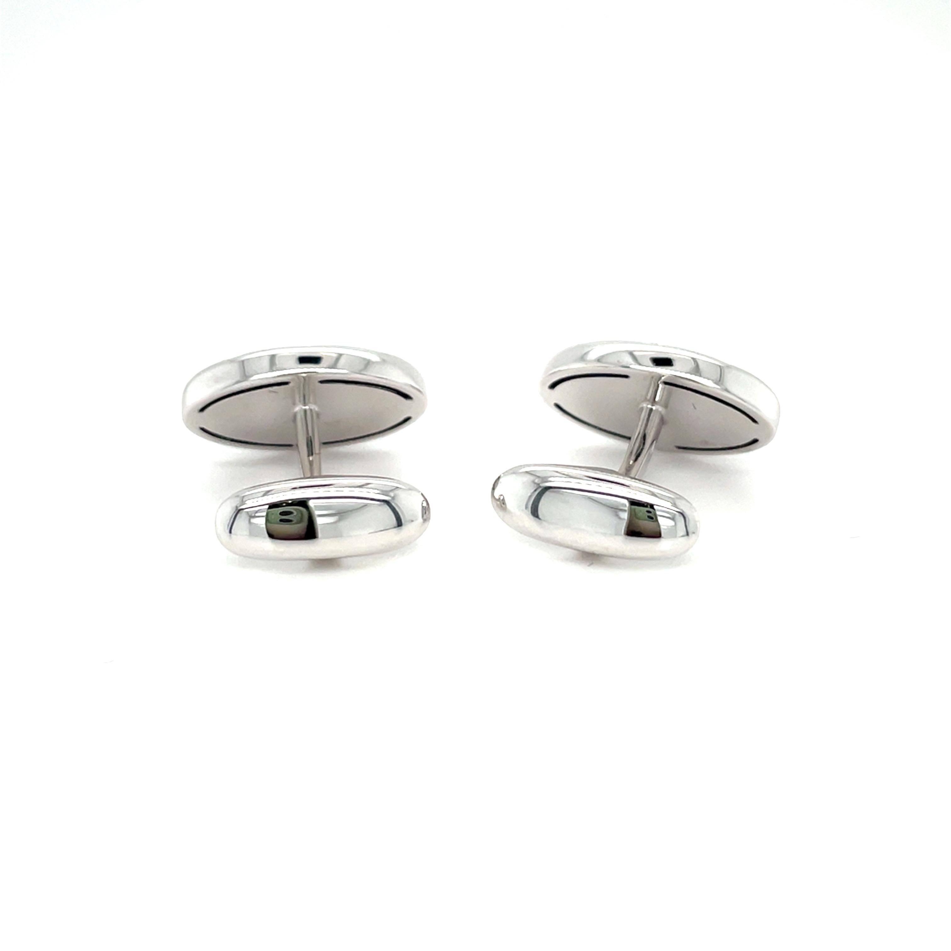 Contemporary Onyx Cufflinks White Gold For Sale