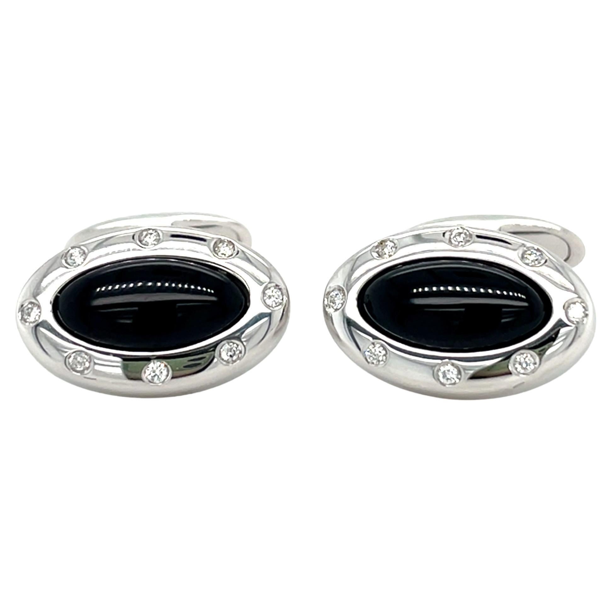 Onyx Cufflinks White Gold For Sale