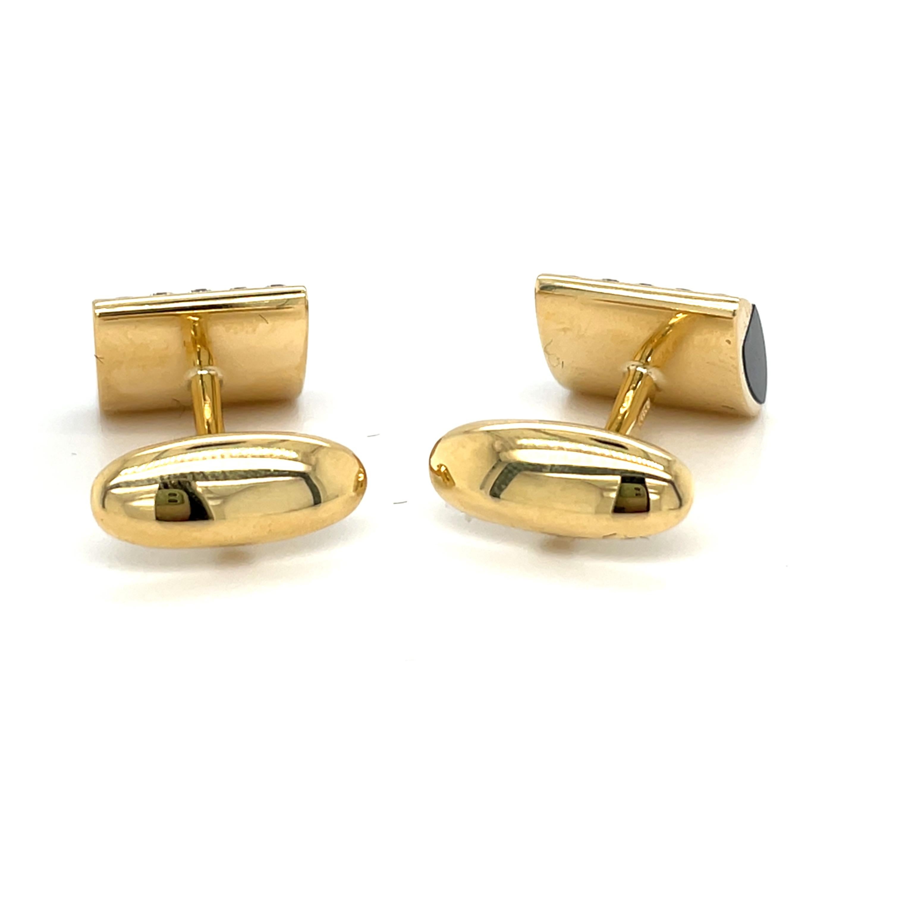 Contemporary Onyx Cufflinks Yellow Gold For Sale