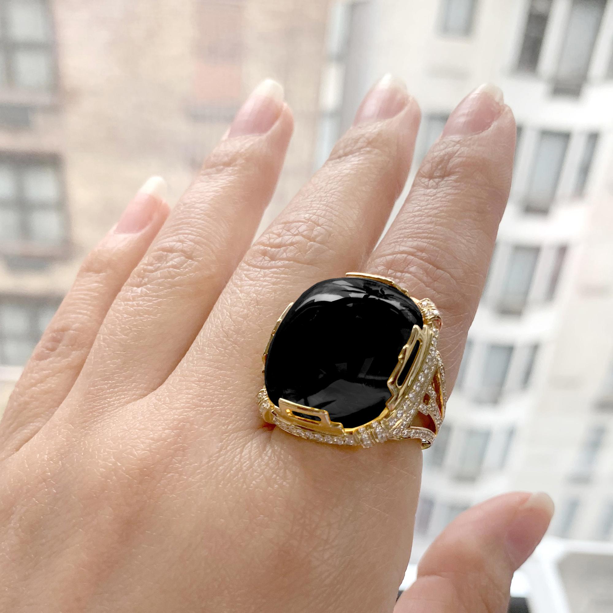 onyx cabochon ring