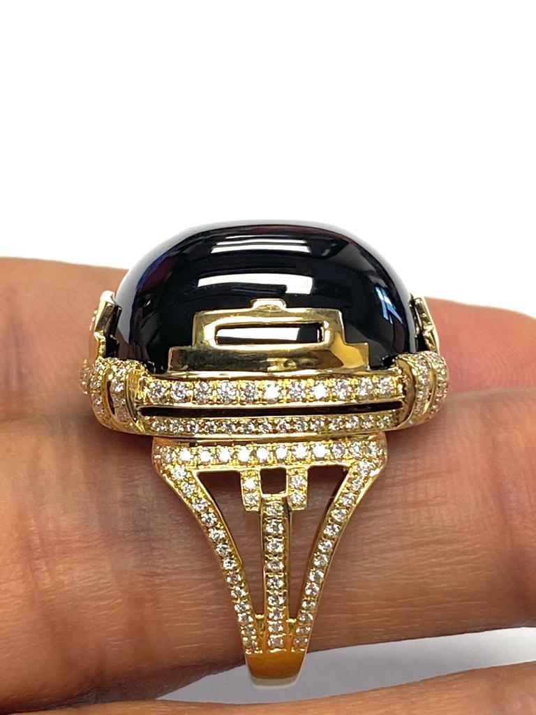 Goshwara Cushion Cabochon Onyx And Diamond Ring For Sale 1