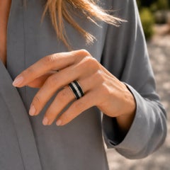 Onyx Diamond 18 Karat White Gold Modern Band Ring