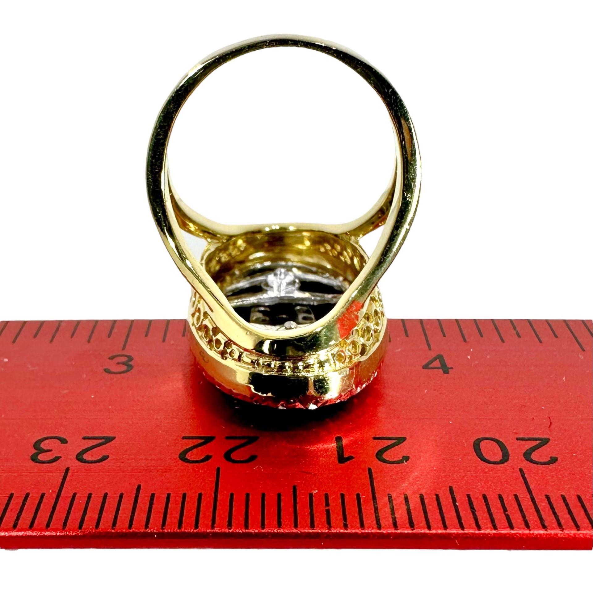 Onyx, Diamond and 18K Gold, Oval Shaped Ring 1 Inch Long x 5/8 Inch Wide For Sale 5