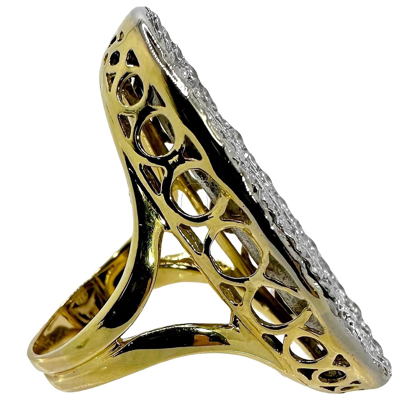 Modern Onyx, Diamond and 18K Gold, Oval Shaped Ring, 1.25 Inches Long by .75 Inch Wide For Sale