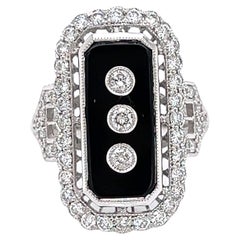 Onyx, Diamond and White Gold Dinner Ring