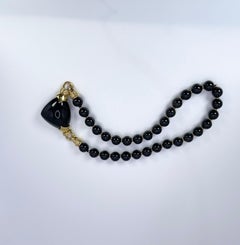 Onyx & Diamond cocktail necklace 18KT yellow  gold 15" chocker