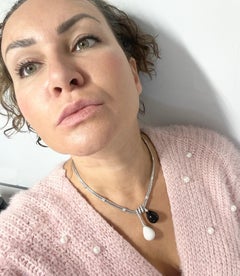 Onyx & Diamond Cocktail Necklace 18kt Yellow Gold Unique Statement Necklace