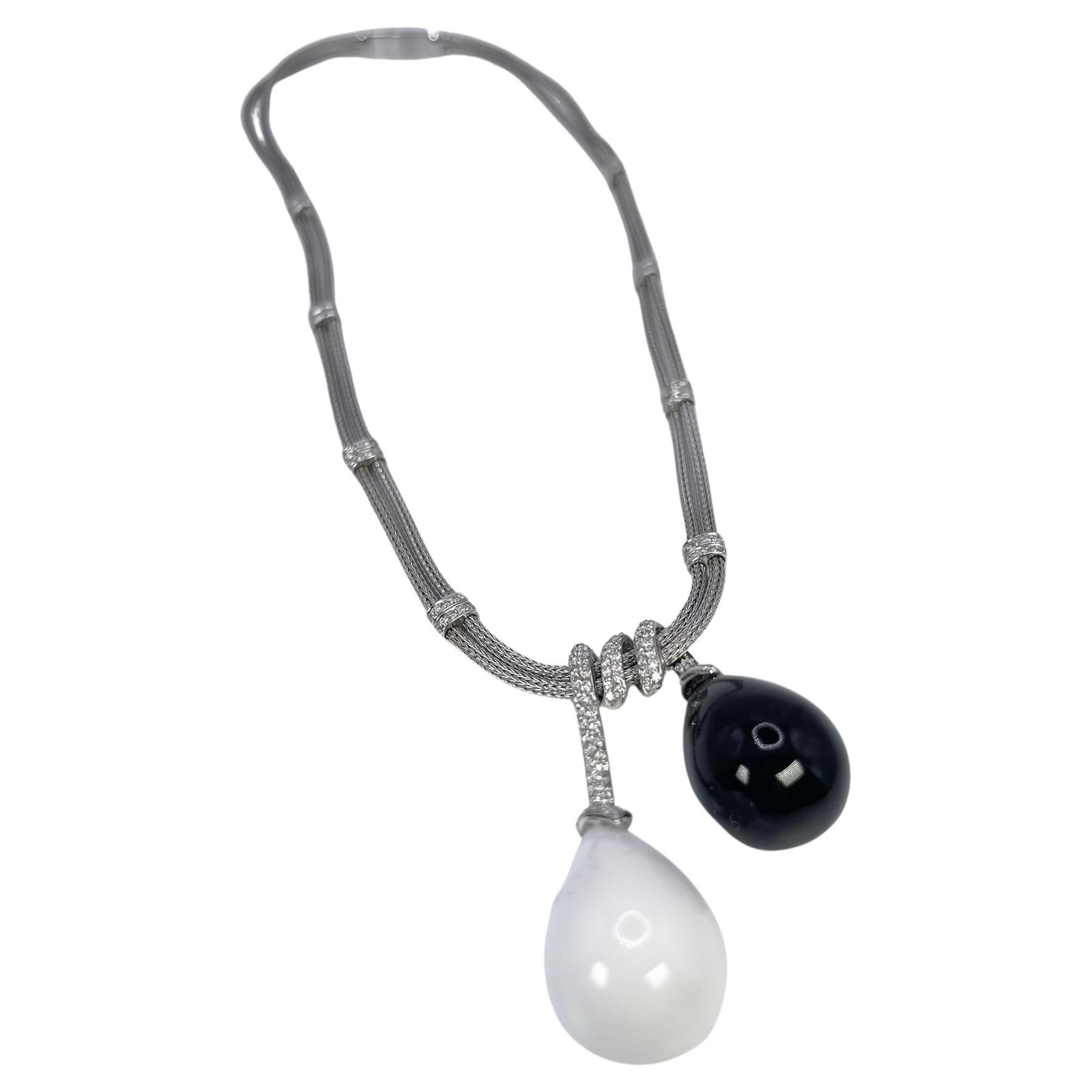 Collier cocktail unique en or jaune 18 carats avec onyx et diamants en vente