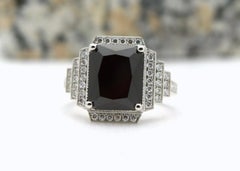 Onyx Diamond cocktail ring Art Deco 18KT gold 0.80ct