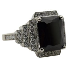 Onyx Diamond cocktail ring Art Deco 18KT gold 0.80ct