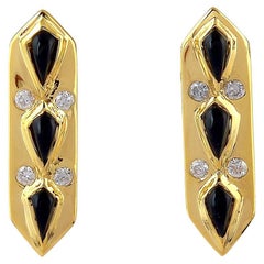 Onyx & Diamant-Designer-Ohrstecker aus 18k Gelbgold