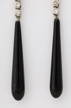 Onyx Diamond Drop Dangle Earrings