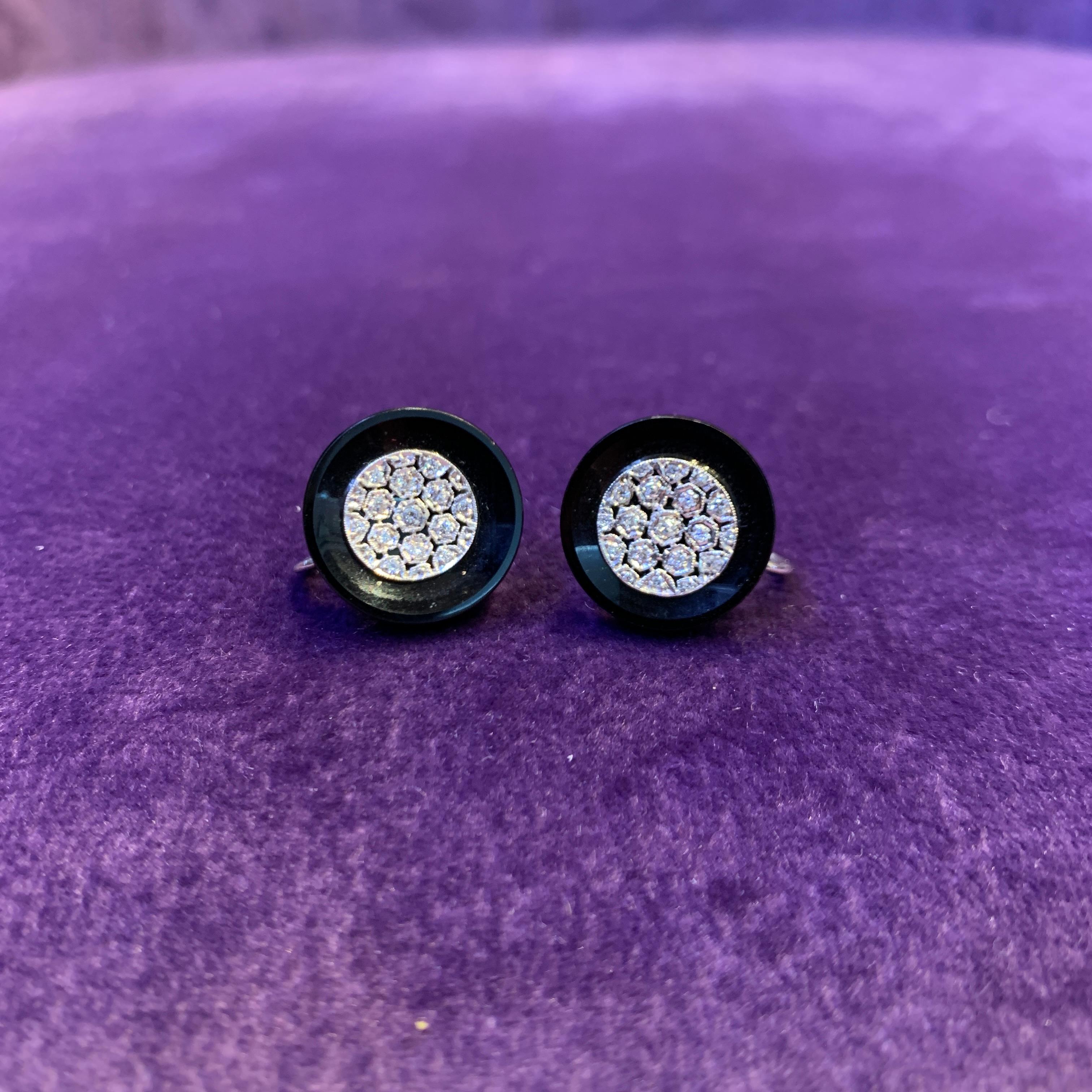 Women's Onyx & Diamond Earrings For Sale