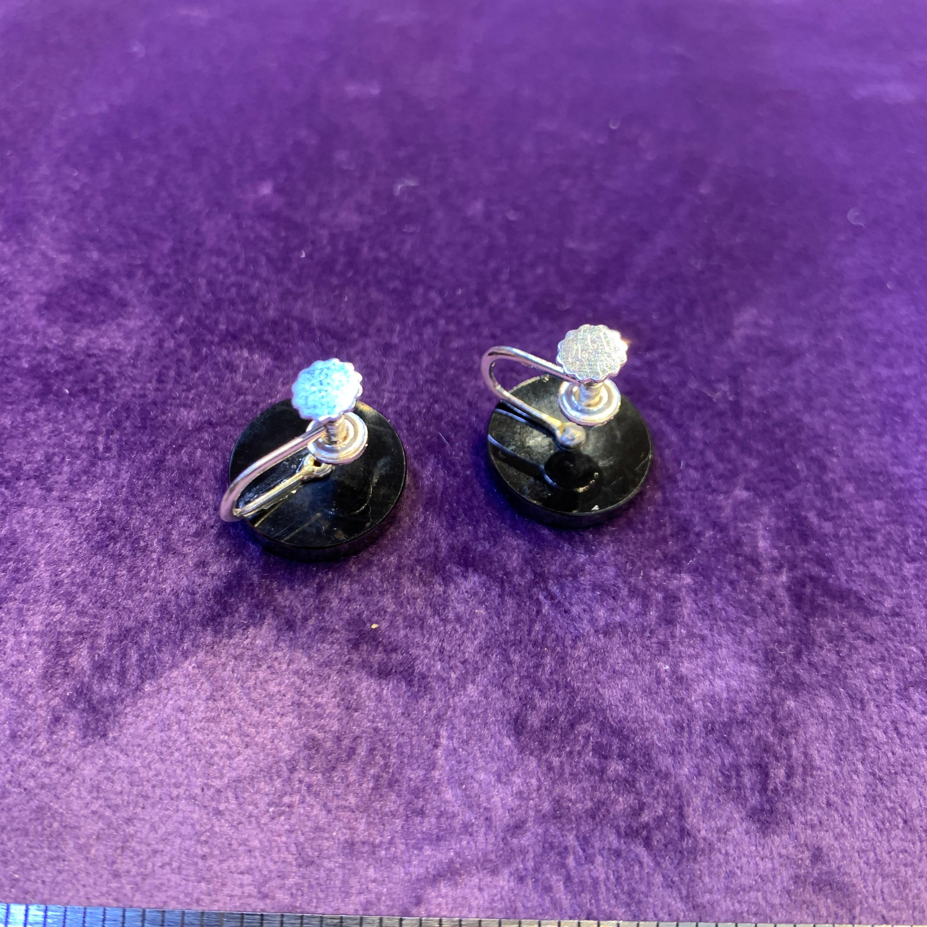Onyx & Diamond Earrings For Sale 1
