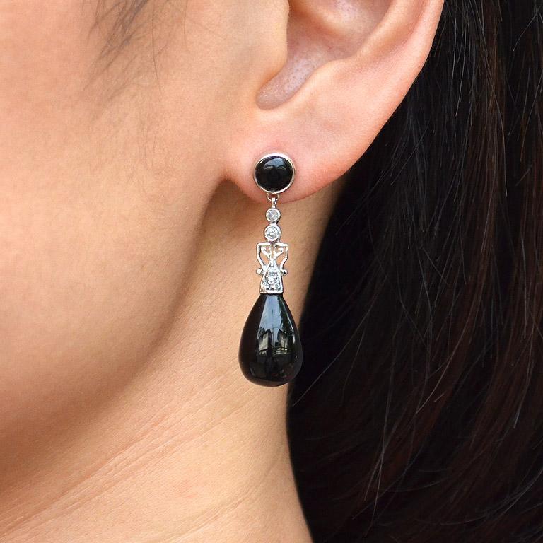 Onyx Diamond Earrings 2