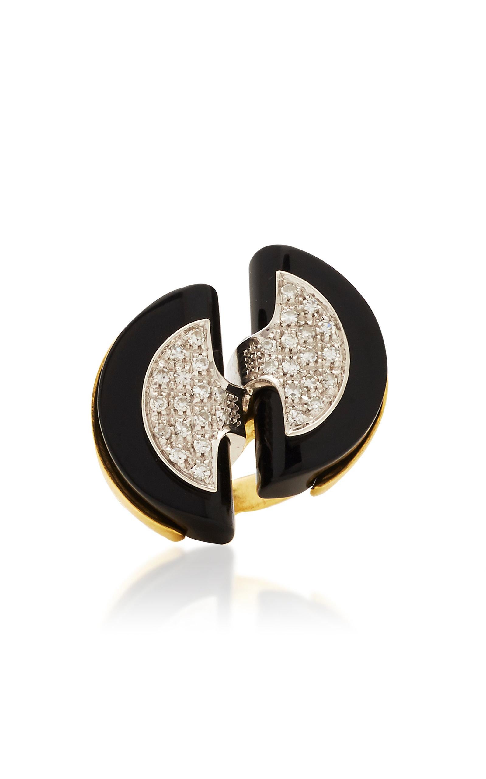 Anello in oro con diamante e onice in vendita 1
