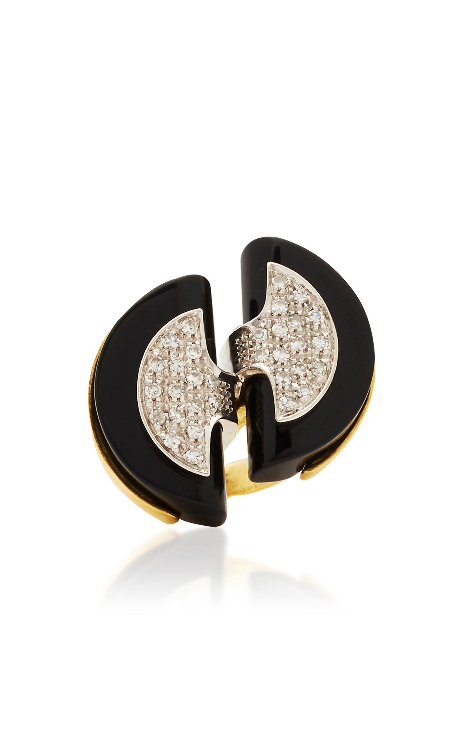 Goldring mit Onyx und Diamant im Angebot 1