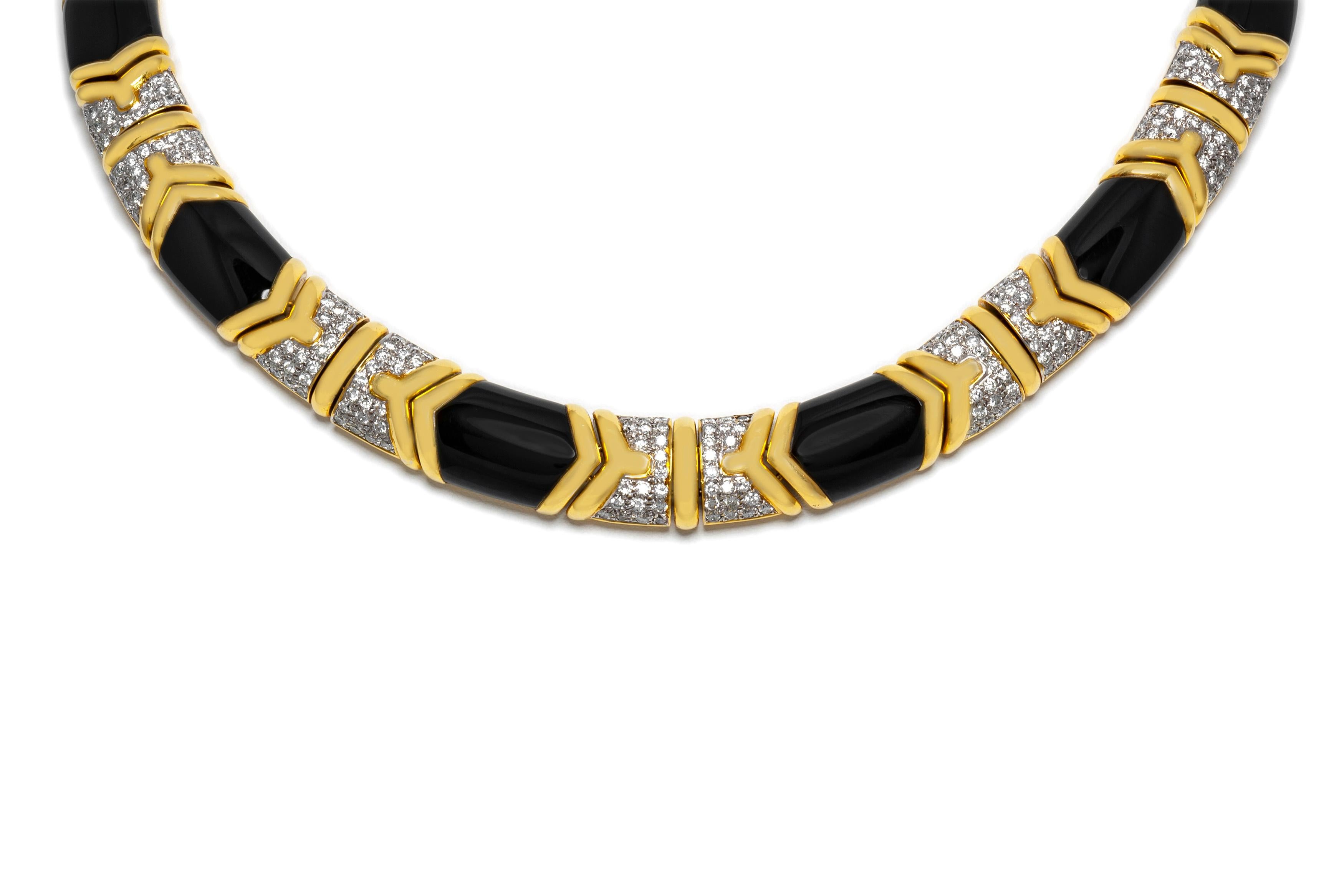 Onyx Diamond Necklace In Good Condition In New York, NY