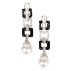Onyx, Diamond & Pearl Earrings