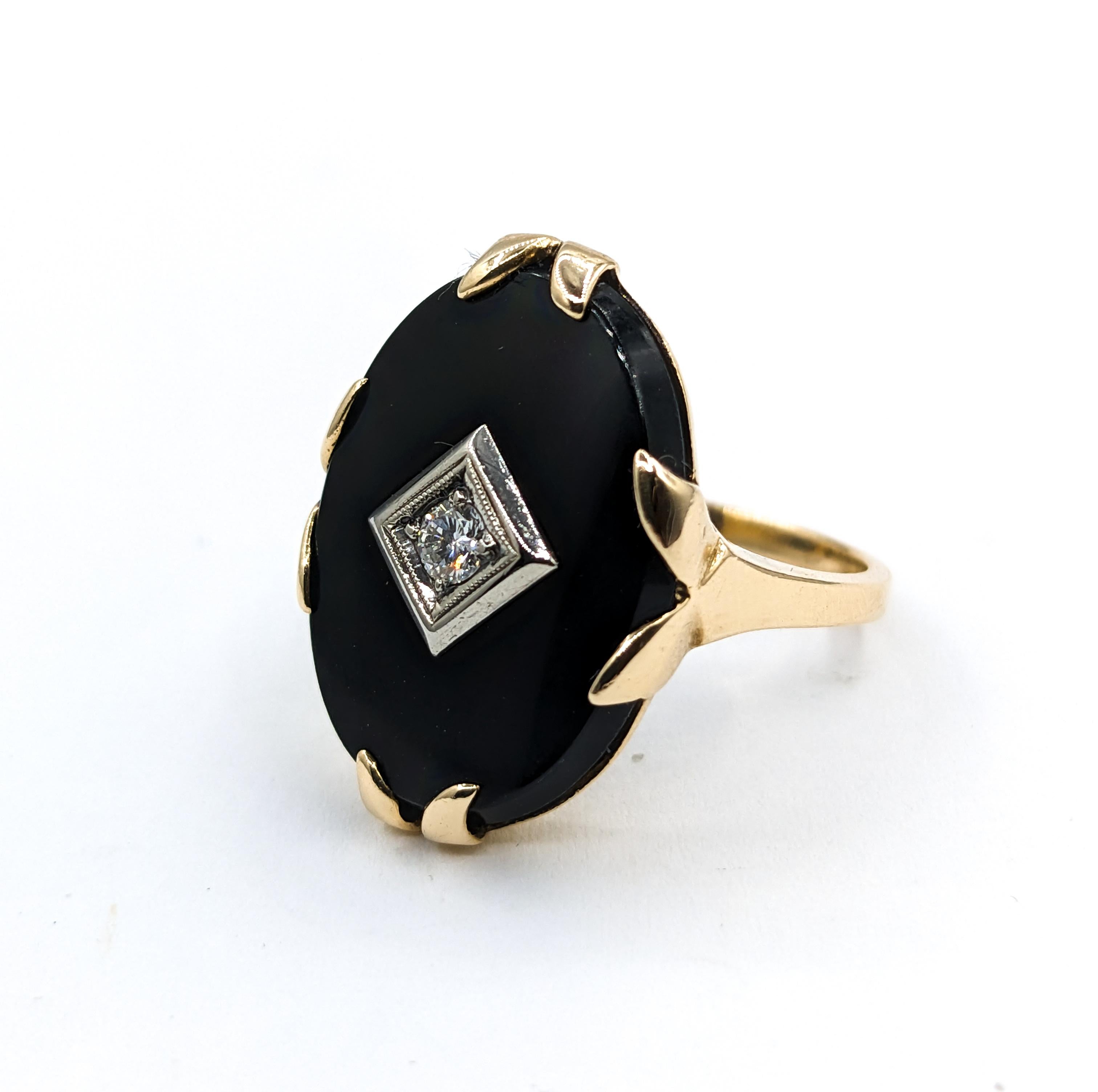 Onyx & Diamond Ring in 10K Gold For Sale 1