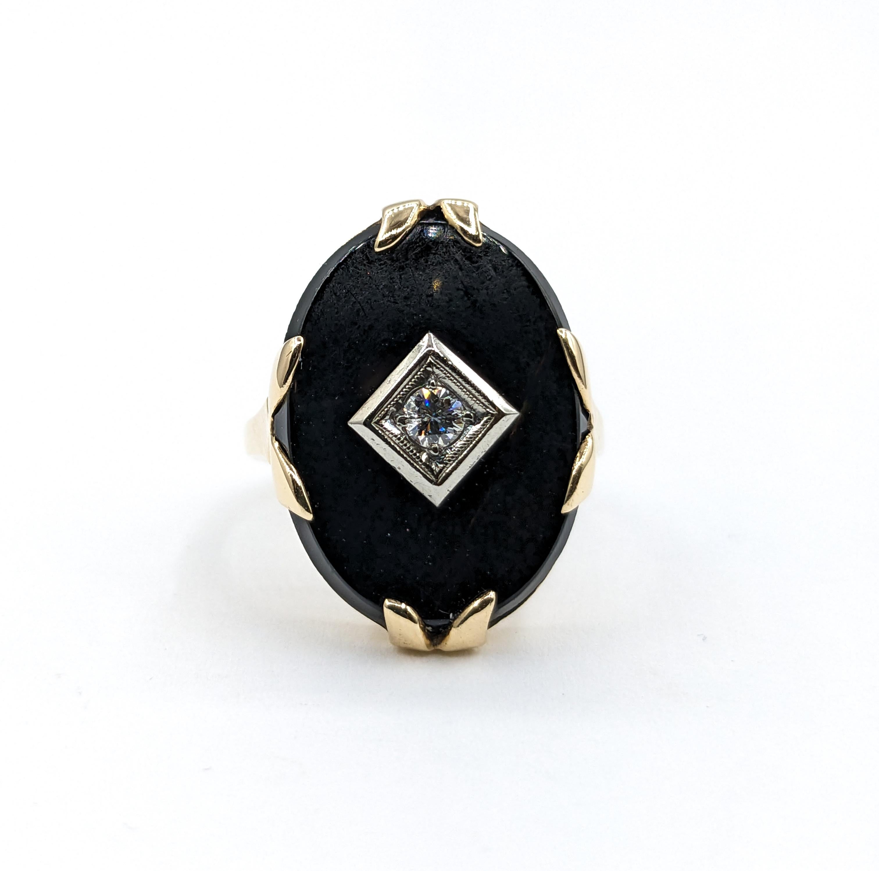 Onyx & Diamond Ring in 10K Gold For Sale 3