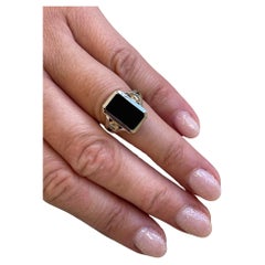 Onyx Anillo de diamantes moderno 18KT oro blanco Slick minimal anillo de diamantes
