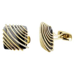 Onyx Diamond  Yellow 14K Gold Fine Jewelry Statement Cufflinks for Him