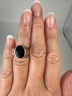Onyx diamond yellow gold ring 14KT