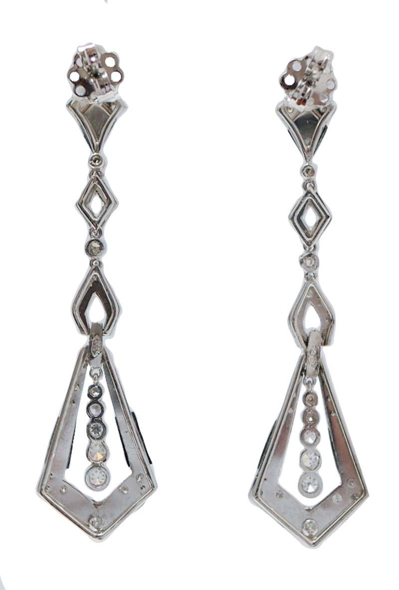 Onyx, Diamonds, Platinum Earrings. (Retro) im Angebot
