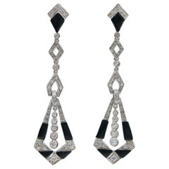 Onyx, Diamonds, Platinum Earrings.
