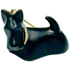 Onyx Dog Brooch