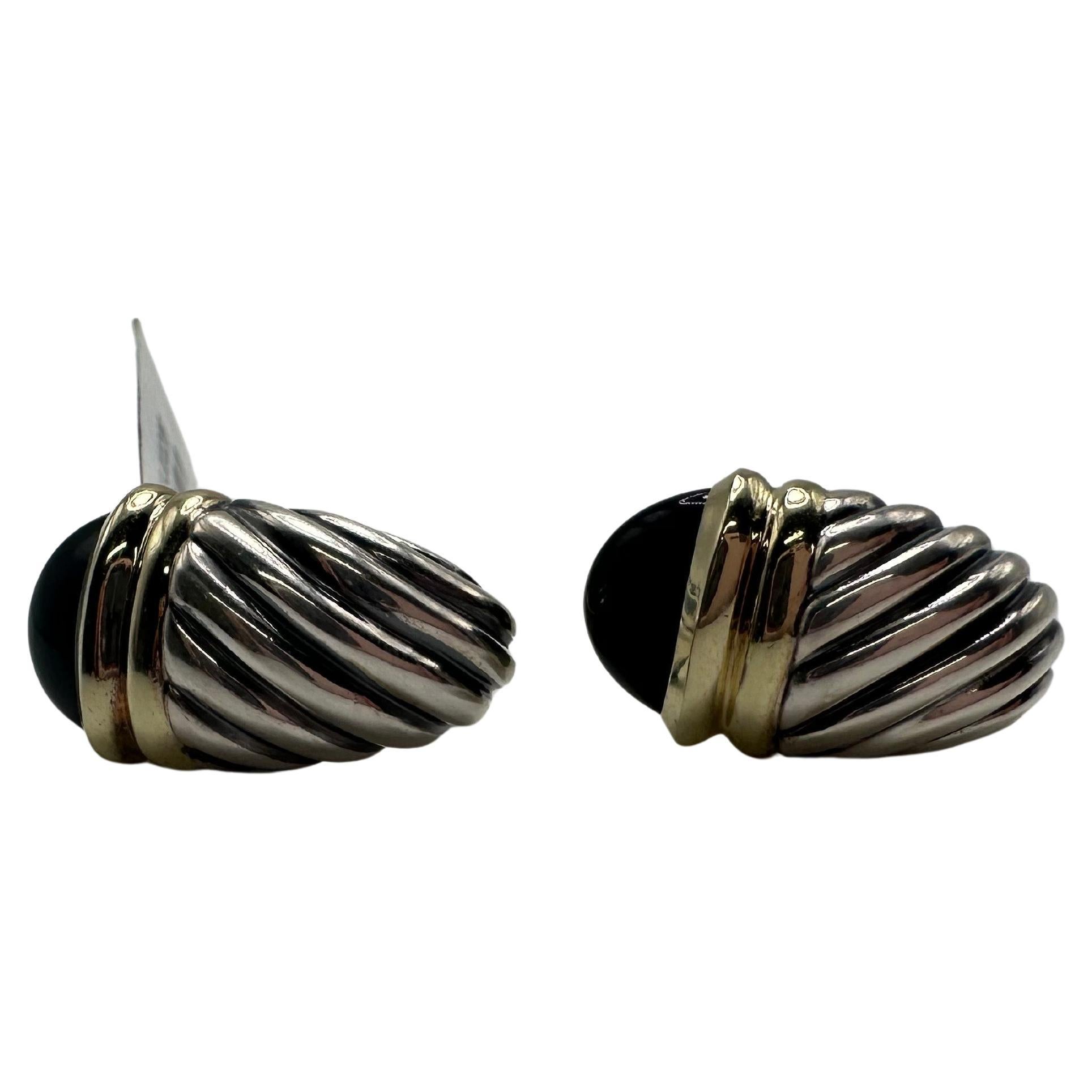 Onyx earrings by David Yurman cocktail earrings 14KT gold and silver