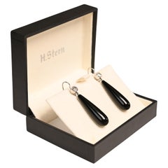 Polished Onyx Diamond Earrings. Hanging Earrings Platinum Euro Back J-K VS1-VS2