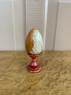 Onyx Egg on Wooden Stand