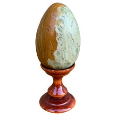 Onyx Egg on Wooden Stand