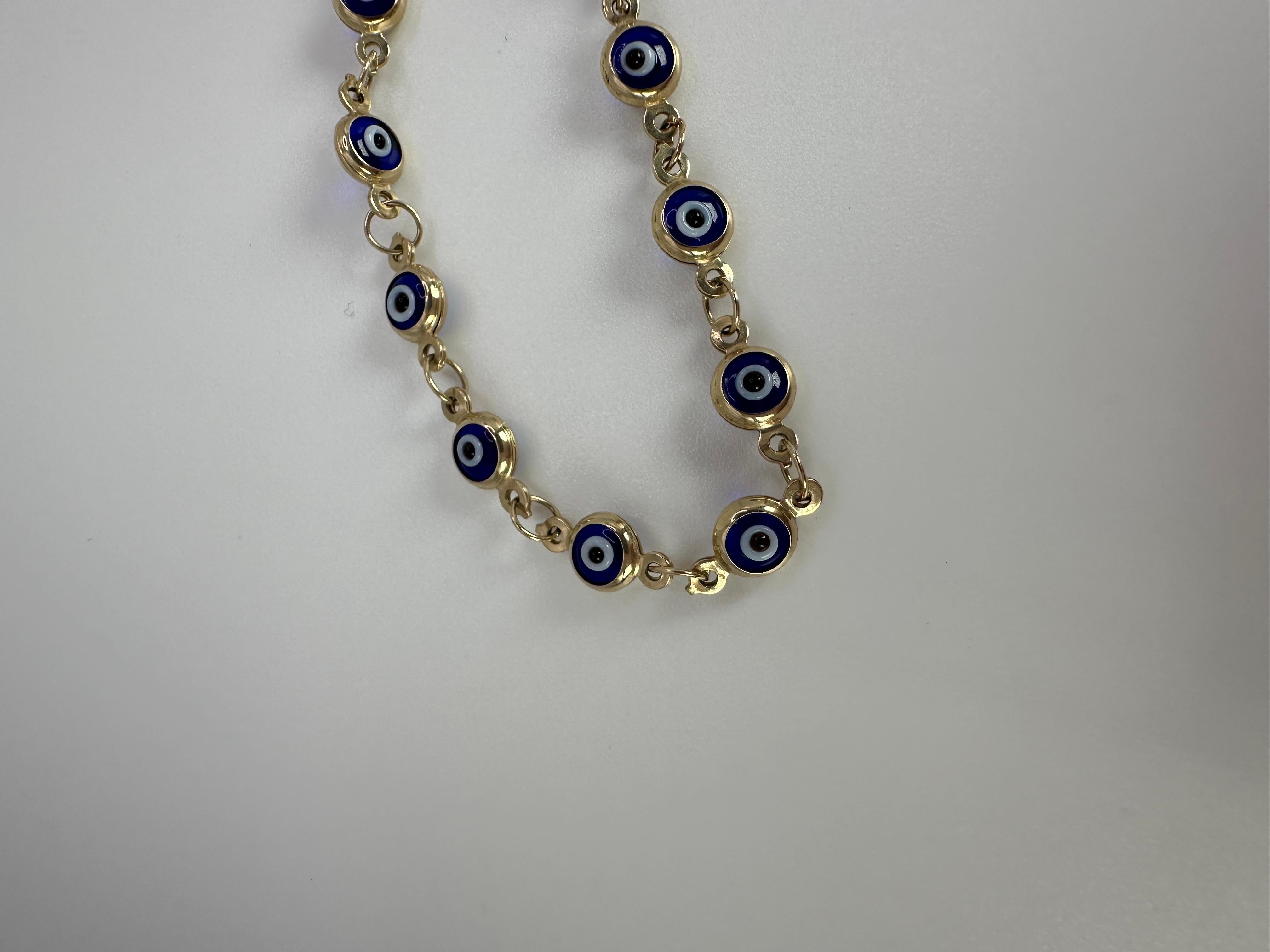 Pulsera de ónix ojo malvado oro 14KT hecha a mano 3.15gr Corte de bola en venta