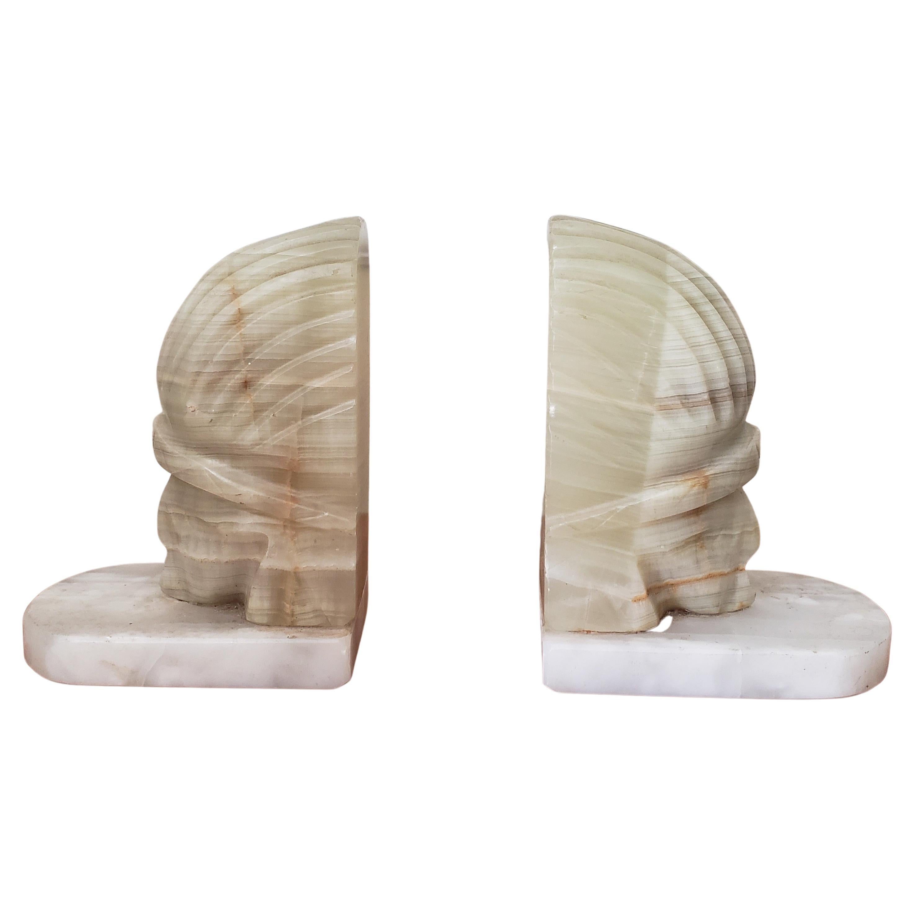 Mid-Century Modern Onyx Figural Bookends, a Pair For Sale