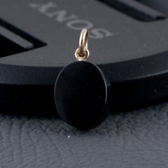 Anhänger mit Onyx-Edelstein und natürlichem Diamanten, aus massivem 14-karätigem Gelbgold, mit dem Buchstaben „L“