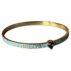 Bracciale con diamanti e cuore in onice Bangle in stile vittoriano con smalto blu chiaro Hermetica