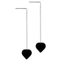 Pendientes Enhebrador Corazón Ónix, Pendientes Plata de Ley  por nlanlaVictory