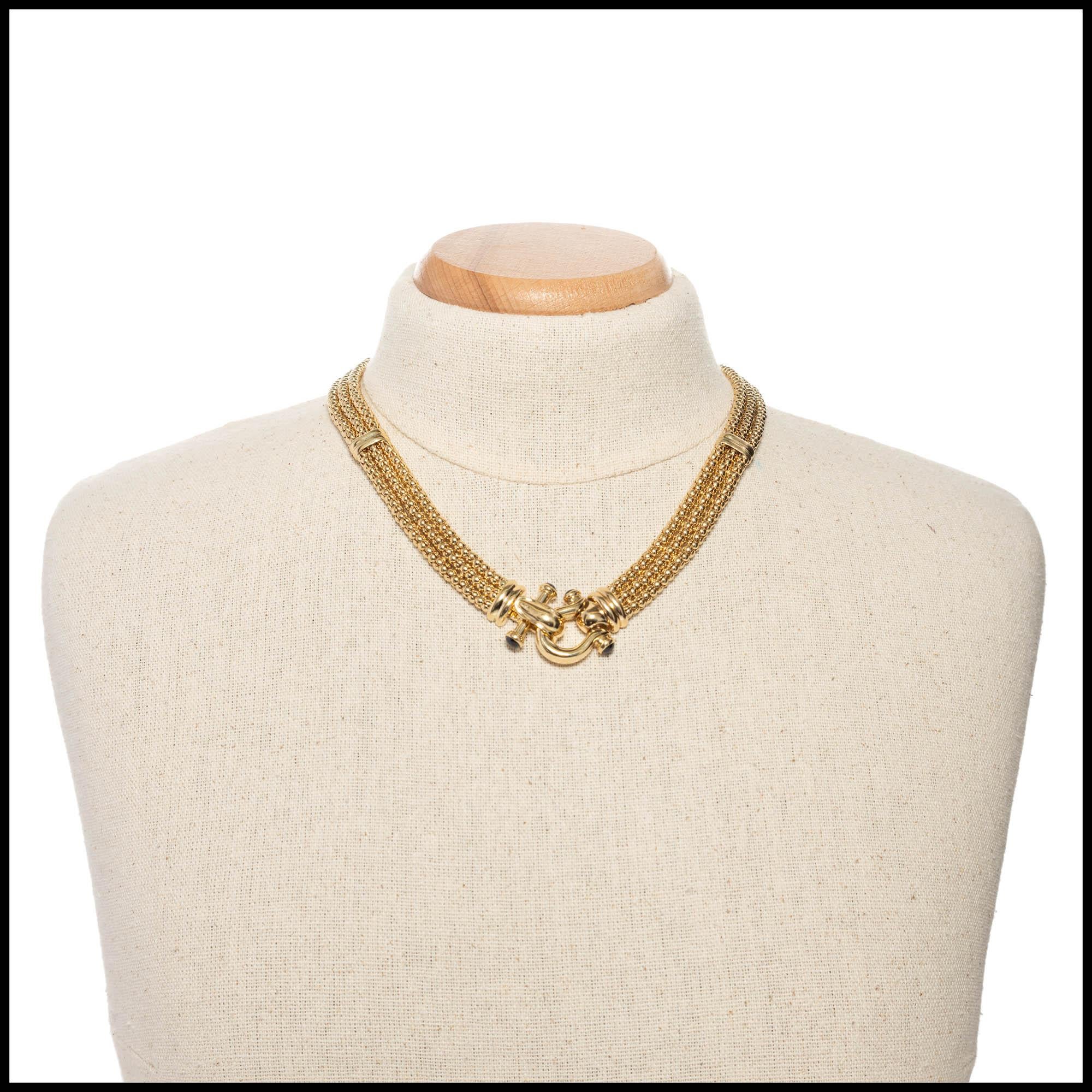 Onyx Italian Three-Row Italian Yellow Gold Necklace 1