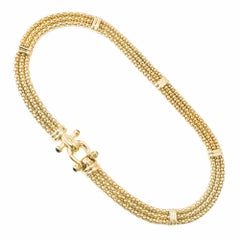Onyx Italian Three-Row Italian Yellow Gold Necklace