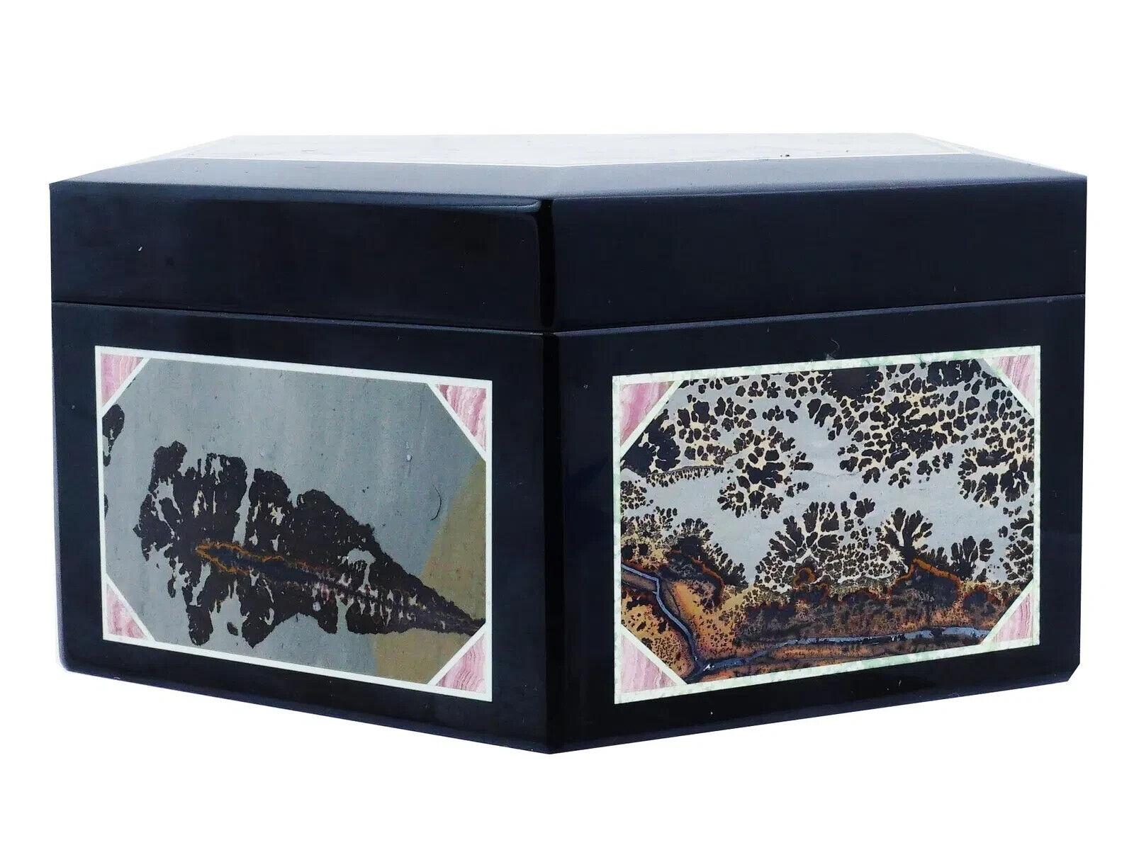Onyx Jaspis und Halbedelstein Intarsienschachtel im Zustand „Gut“ im Angebot in New York, NY
